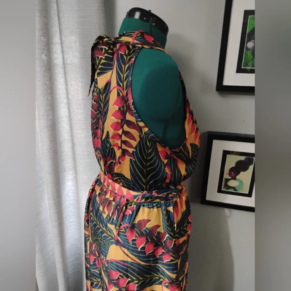 Coolples Tropical Printed V-Neck Sleeveless Maxi Dress, Sz L - Picture 11 of 14